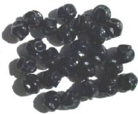 25 12mm Black Ruffled Round Glass Beads